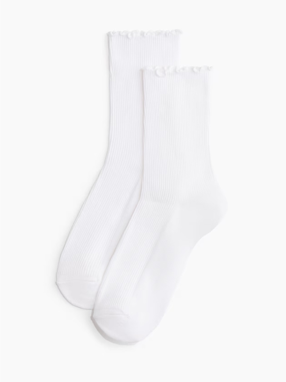 5-Pack White Rib Knit Ruffled Socks, Size 8-10 - Picture 2 of 7